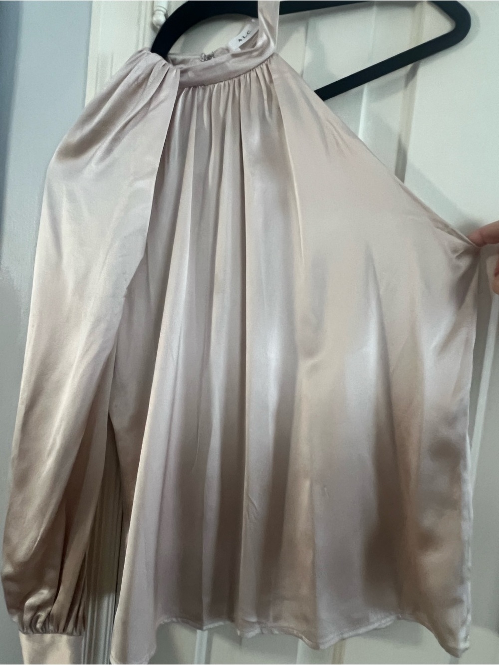 A.L.C. Sexy Satin one sleeve in Light Beige